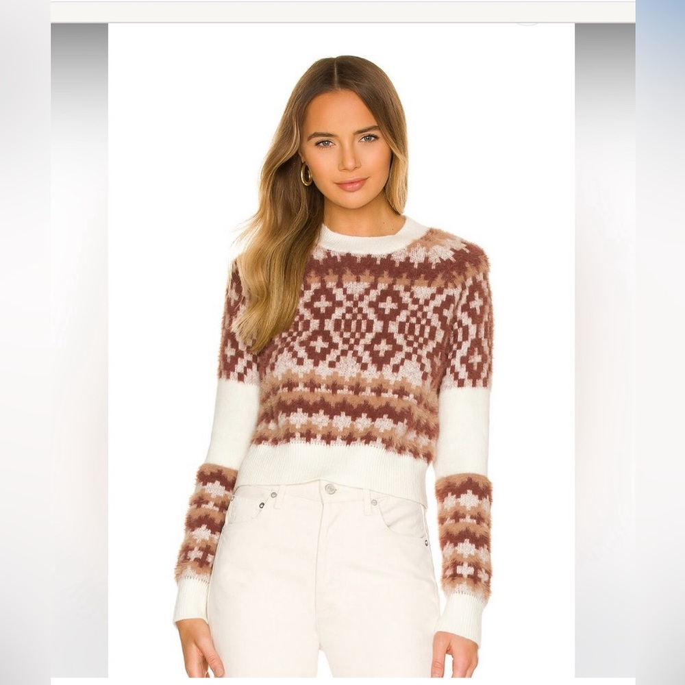 Tavi Fair Isle Sweater in Ivory & Tan Size S